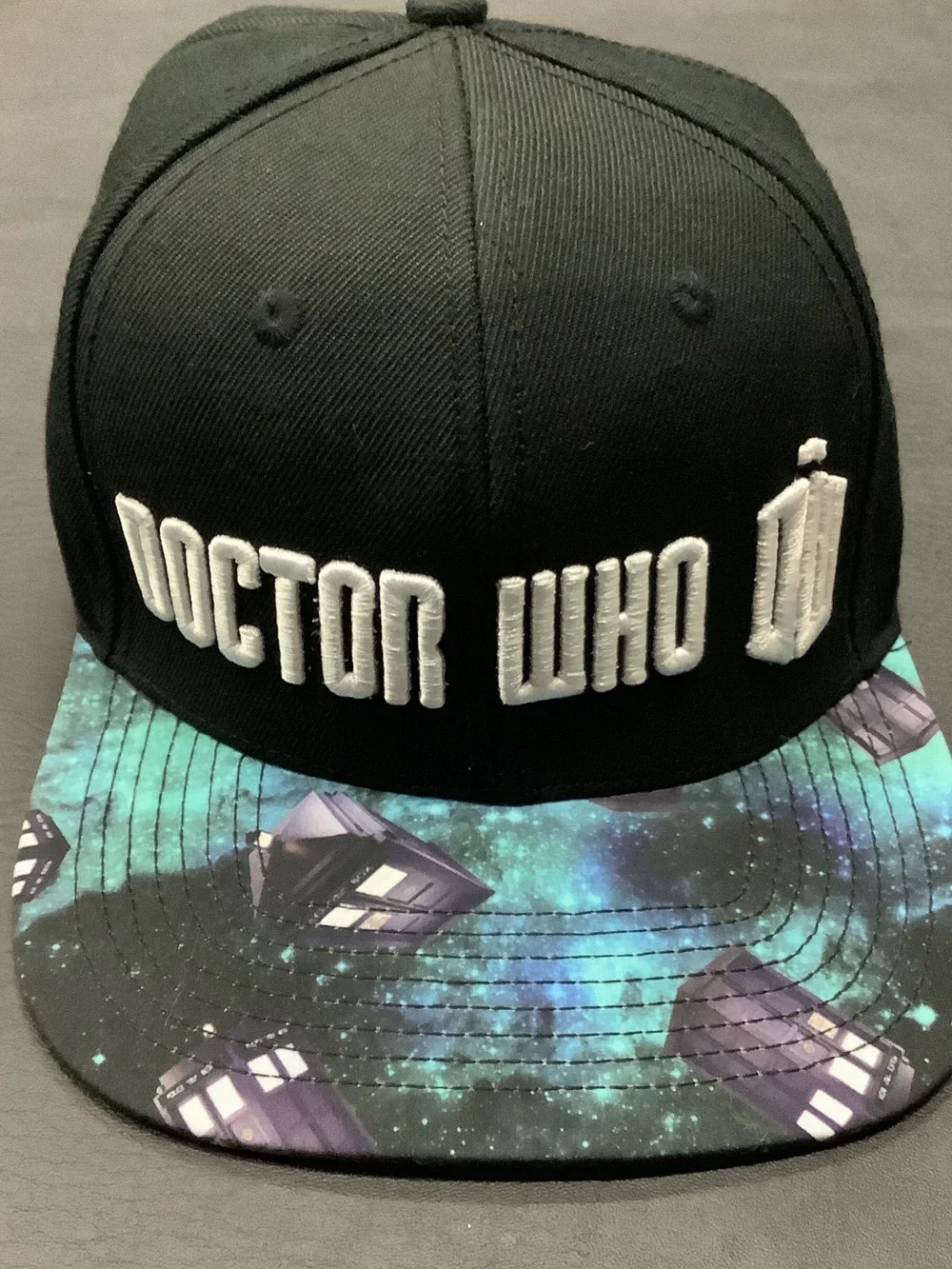 Doctor Who Black Snapback Hat with Galaxy Brim